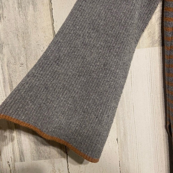 Anthropologie Grey Orange Striped Wide Neck Elise Ribbed Tunic Medium - Picture 5 of 10